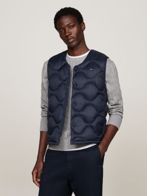 veste légère sans manches matelassée en duvet blue pour hommes tommy hilfiger