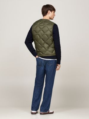 veste légère sans manches matelassée en duvet kaki pour hommes tommy hilfiger