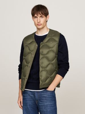 Piumino smanicato leggero trapuntato Khaki Tommy Hilfiger