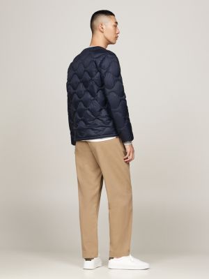 doublure pour veste matelassée en duvet bleu pour hommes tommy hilfiger