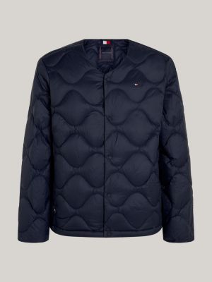 doublure pour veste matelassée en duvet bleu pour hommes tommy hilfiger