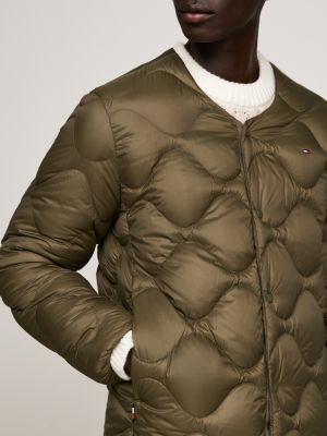 piumino leggero con motivo trapuntato khaki da uomini tommy hilfiger