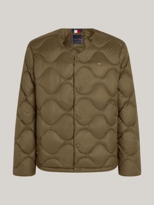 khaki daunengefüllte jacke mit zwiebel-steppung für herren - tommy hilfiger