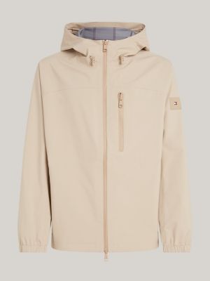 beige windproof hooded jacket for men tommy hilfiger