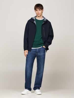 blue windproof hooded jacket for men tommy hilfiger