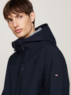 blauw windproof jack met capuchon voor heren - tommy hilfiger