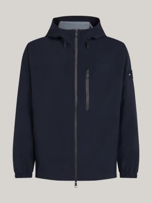 blue windproof hooded jacket for men tommy hilfiger