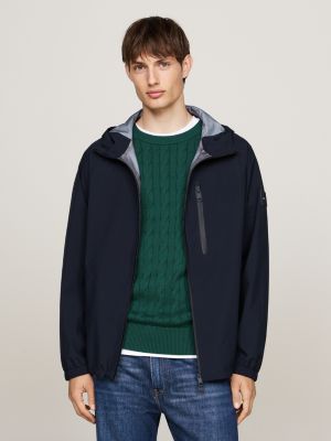 veste coupe-vent à capuche blue pour hommes tommy hilfiger