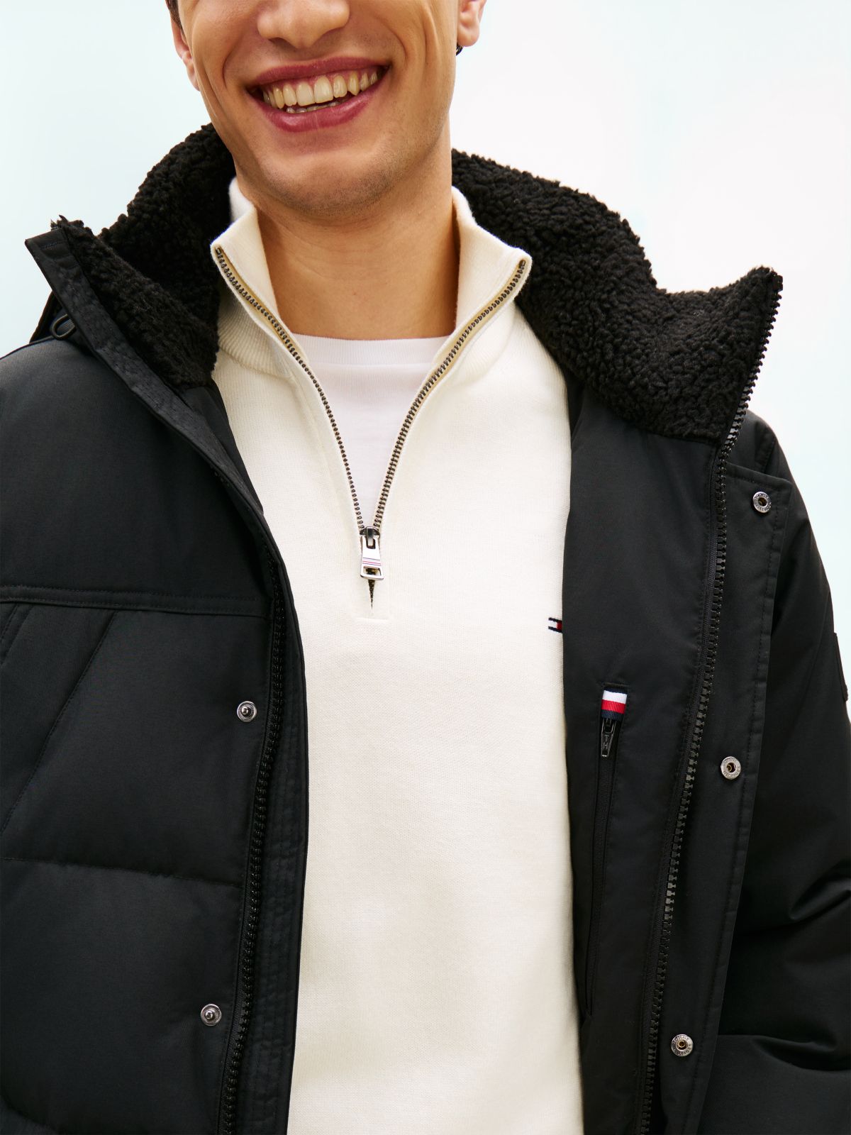 Water Repellent Padded Utility Parka — Black
