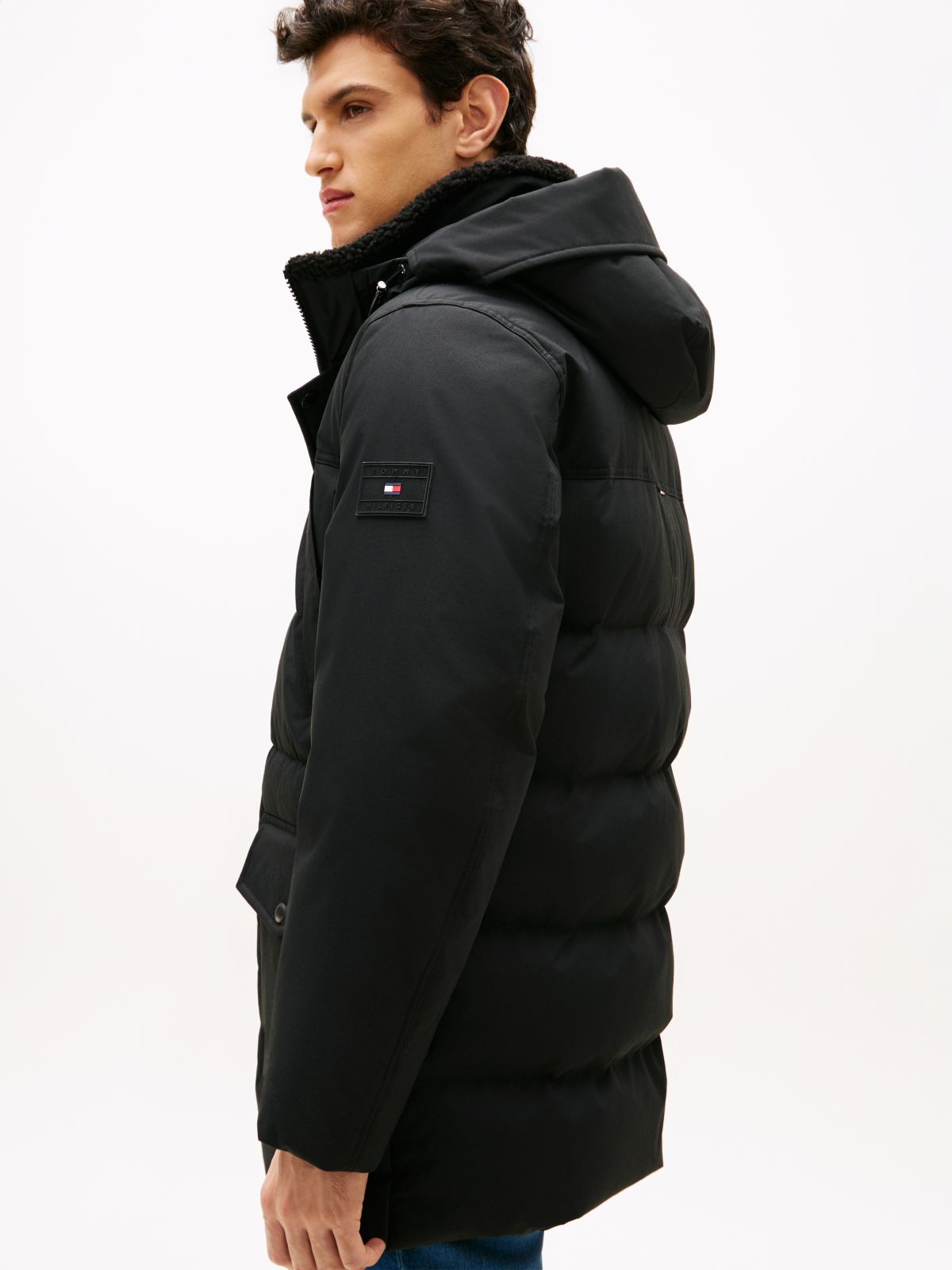 Water Repellent Padded Utility Parka — Black