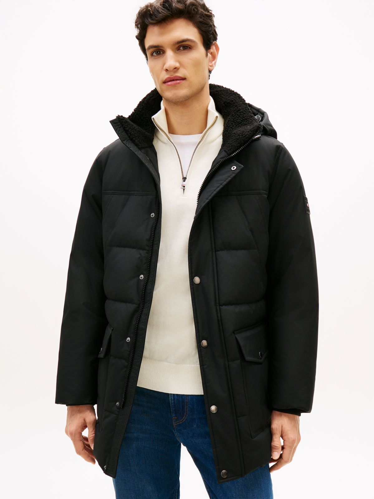 Water Repellent Padded Utility Parka — Black