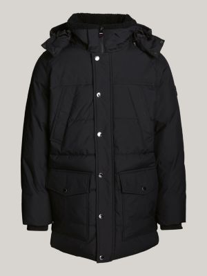schwarz wasserabweisender wattierter utility-parka für herren - tommy hilfiger