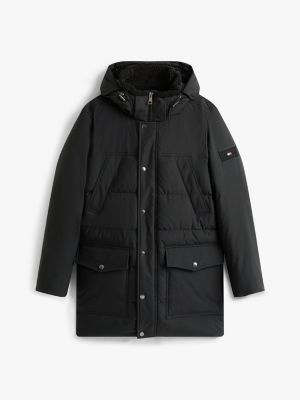 black water repellent padded utility parka for men tommy hilfiger