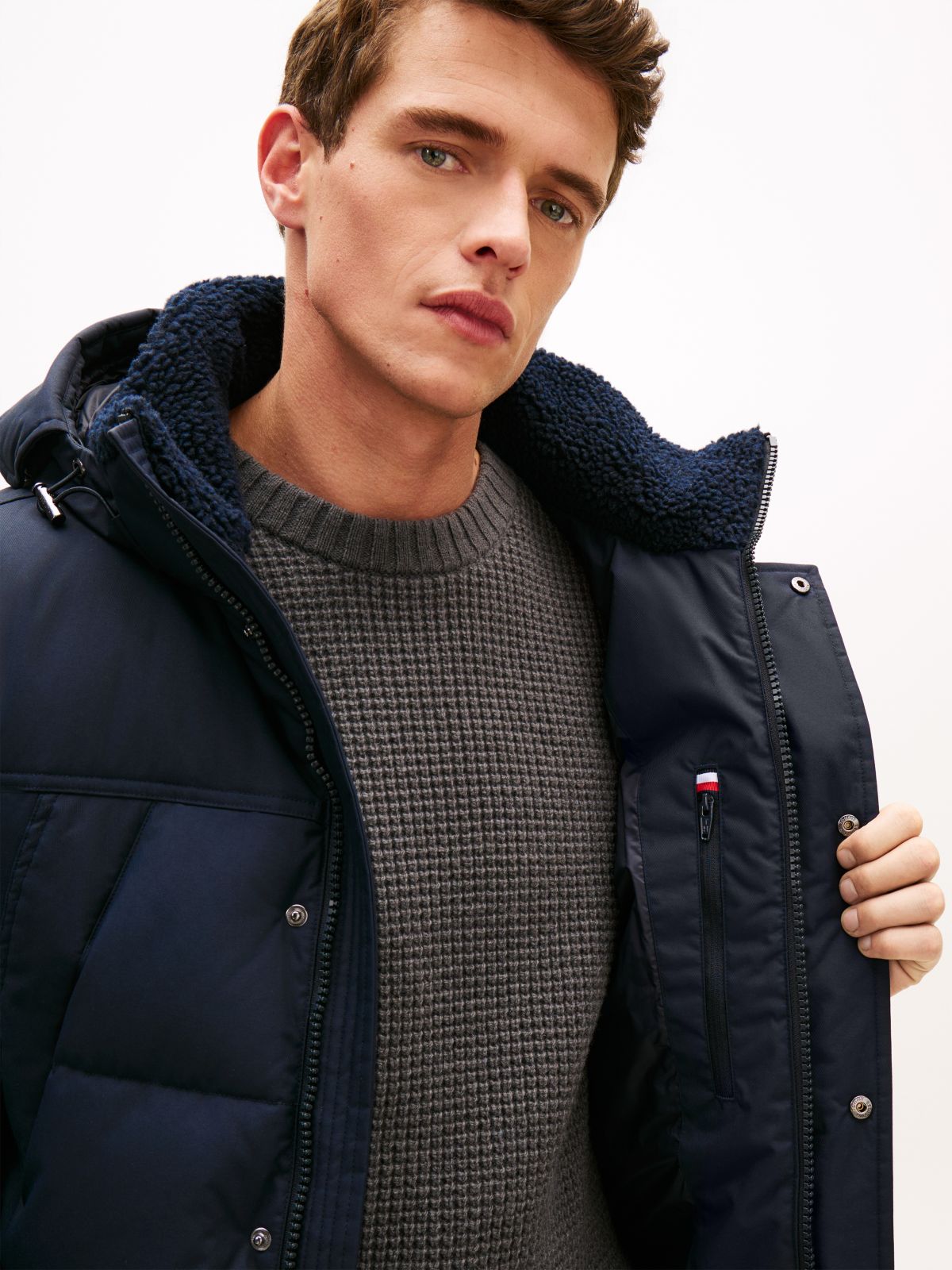 Water Repellent Padded Utility Parka — Blue