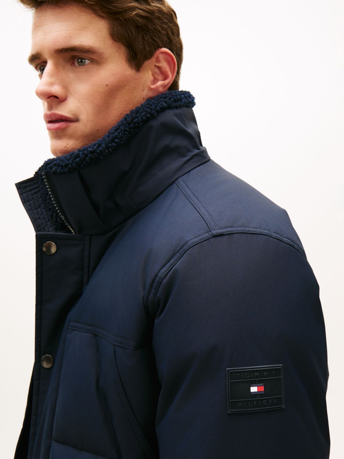 Water Repellent Padded Utility Parka — Blue