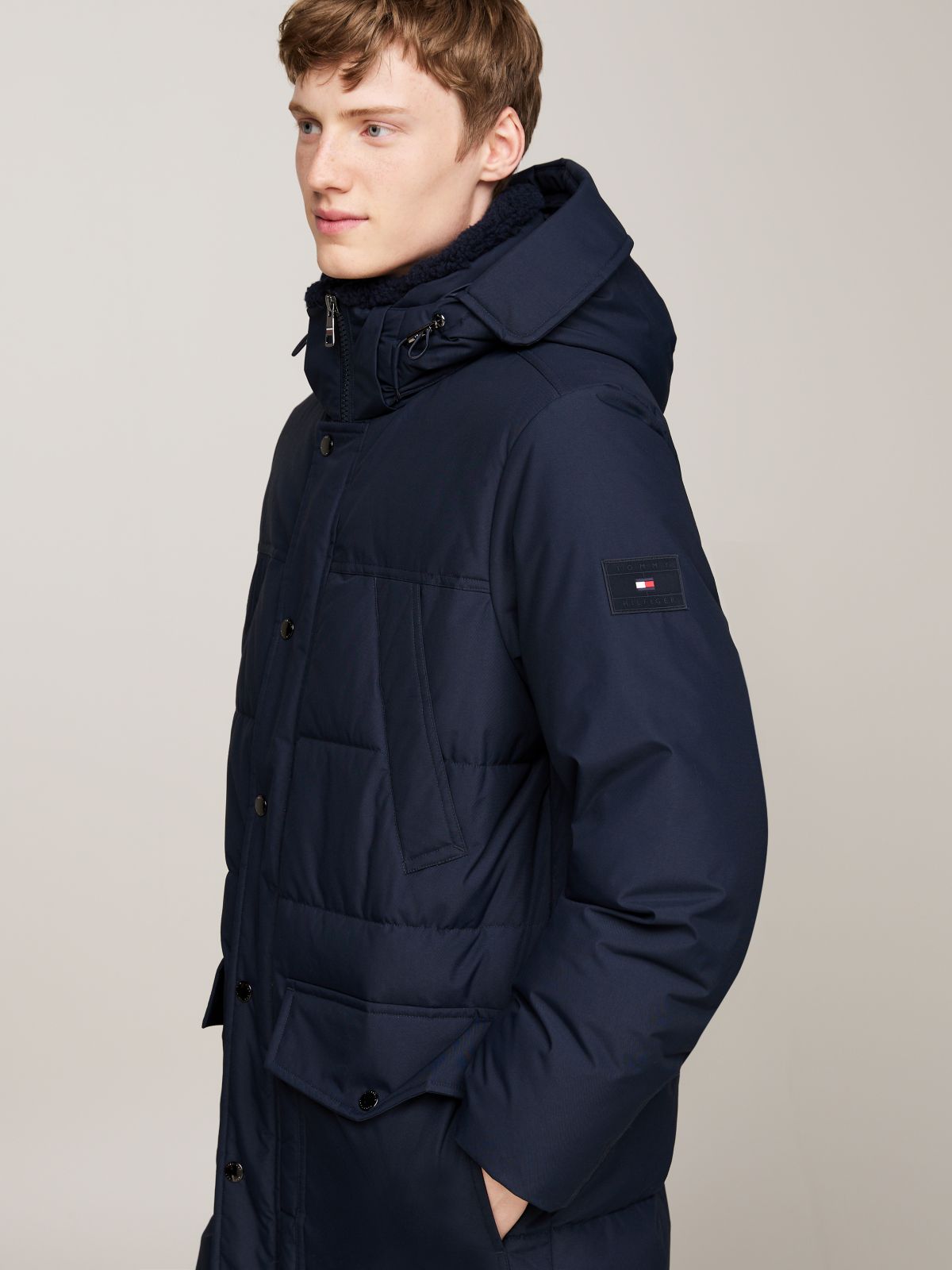 Water Repellent Padded Utility Parka — Blue