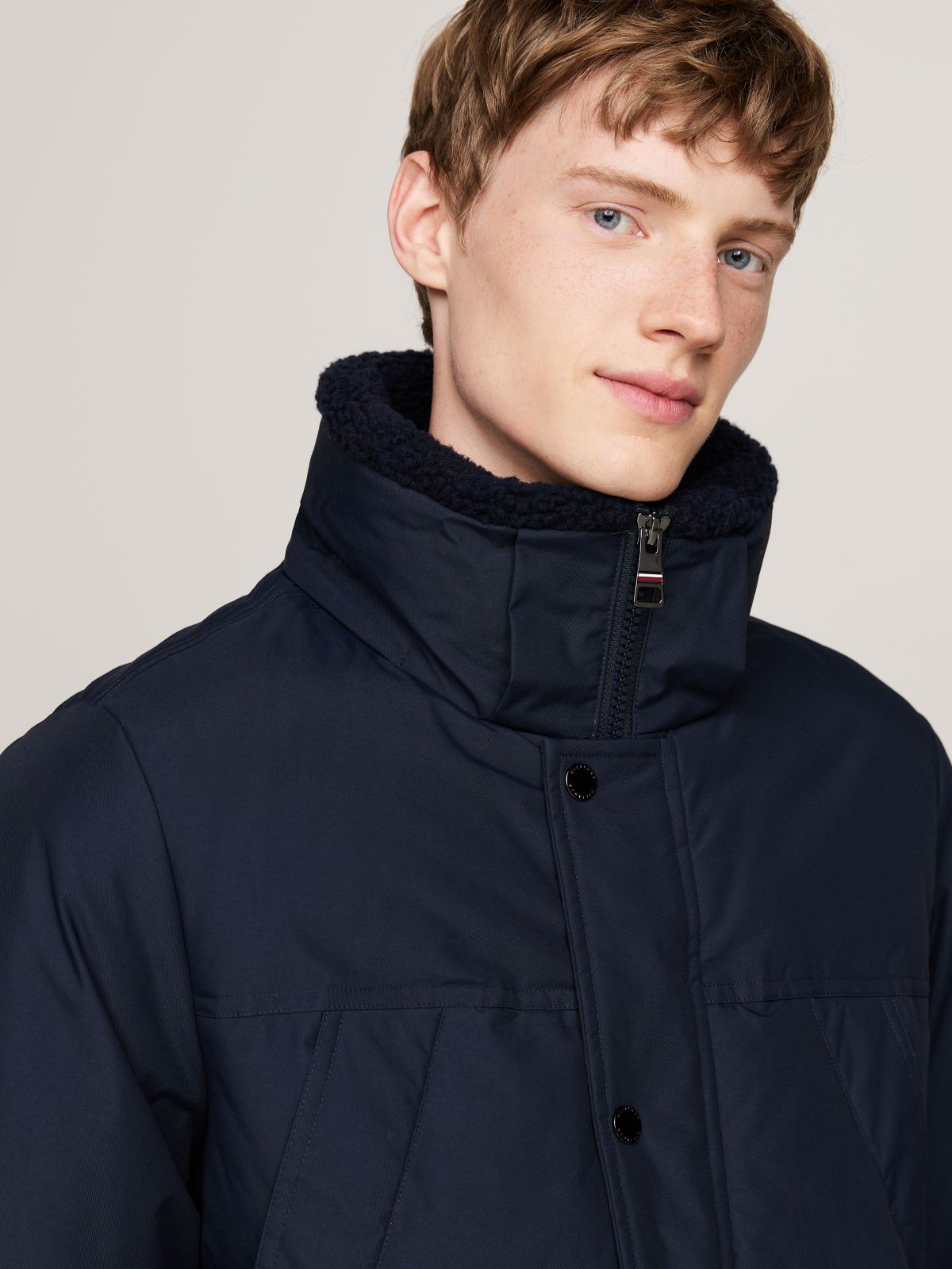 Water Repellent Padded Utility Parka — Blue