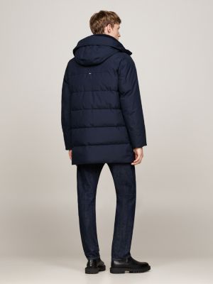 blauw waterafstotende gewatteerde utility-parka voor heren - tommy hilfiger
