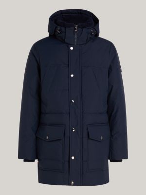 blauw waterafstotende gewatteerde utility-parka voor heren - tommy hilfiger