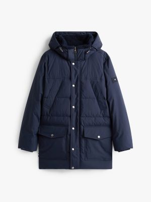blauw waterafstotende gewatteerde utility-parka voor heren - tommy hilfiger
