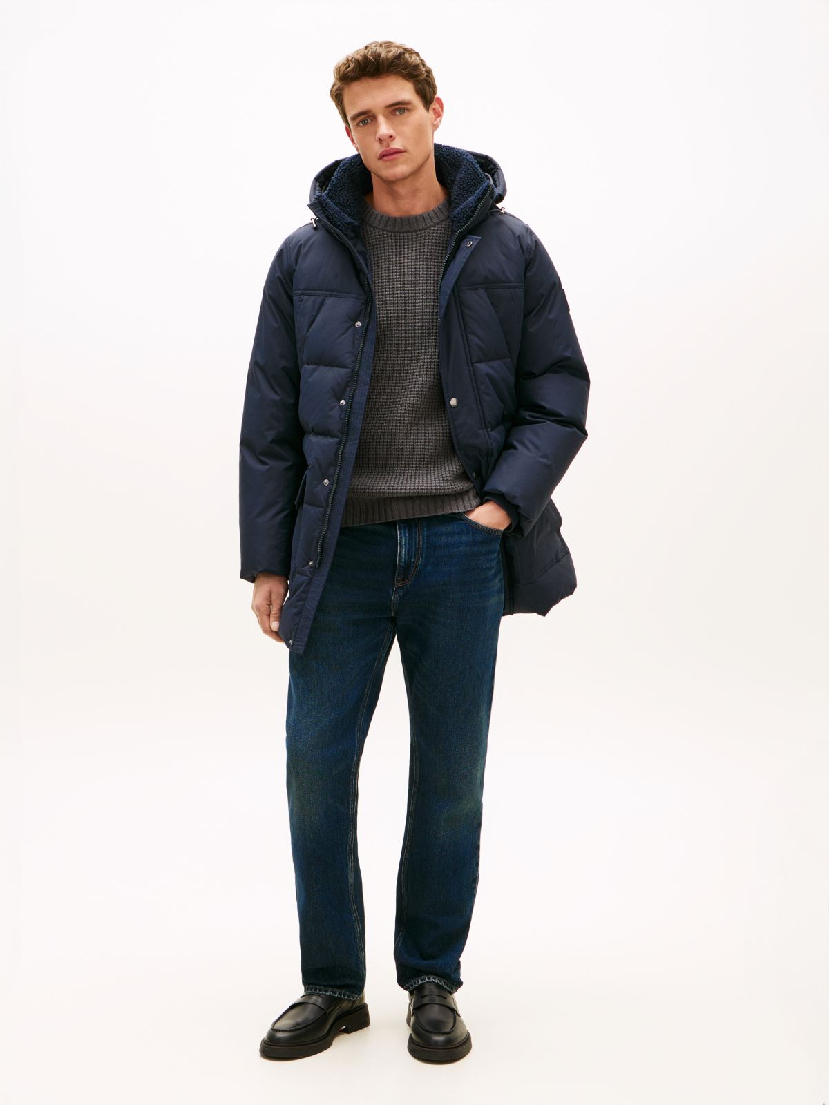 Water Repellent Padded Utility Parka — Blue