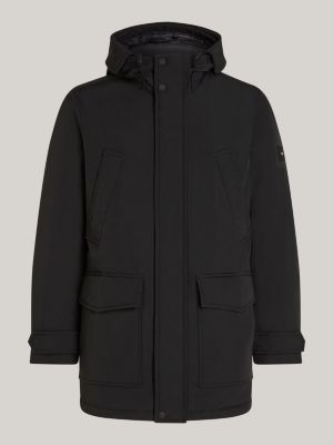 parka rockie imbottito in piuma con cappuccio nero da uomini tommy hilfiger