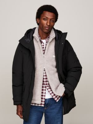 parka rockie con capucha y relleno de plumón black de hombres tommy hilfiger