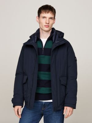 veste rockie en duvet à capuche blue pour hommes tommy hilfiger