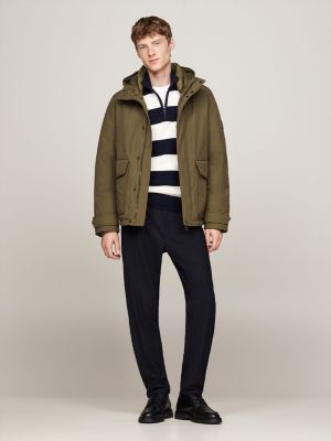 piumino rockie con cappuccio khaki da uomini tommy hilfiger