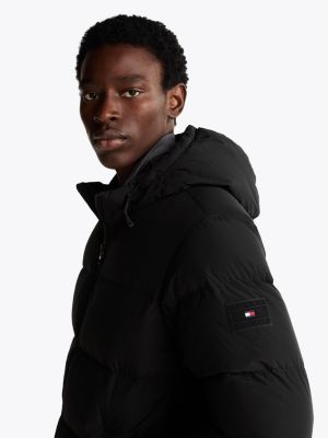 black down hooded puffer jacket for men tommy hilfiger