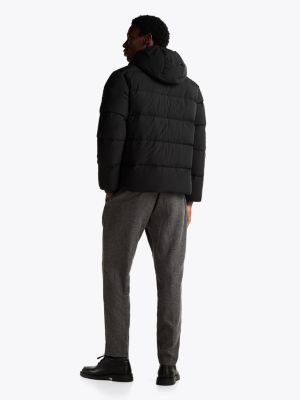 black down hooded puffer jacket for men tommy hilfiger