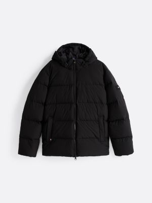 schwarz daunengefüllte puffer-jacke mit kapuze für herren - tommy hilfiger