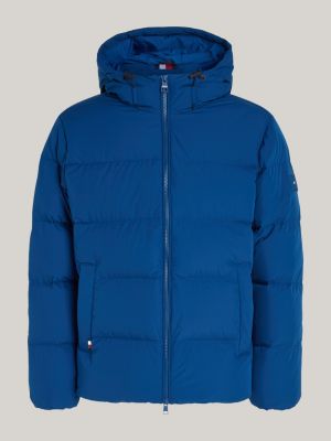 blau daunengefüllte puffer-jacke mit kapuze für herren - tommy hilfiger