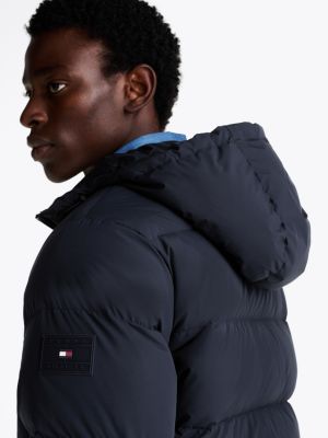 blau daunengefüllte puffer-jacke mit kapuze für herren - tommy hilfiger