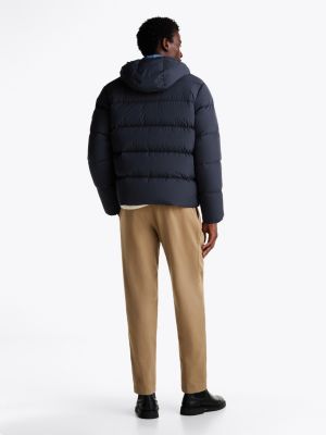 blue down hooded puffer jacket for men tommy hilfiger