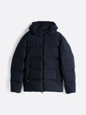 blue down hooded puffer jacket for men tommy hilfiger