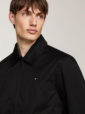 black zip-thru ivy jacket for men tommy hilfiger