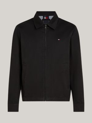 black zip-thru ivy jacket for men tommy hilfiger