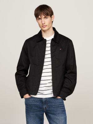 black zip-thru ivy jacket for men tommy hilfiger