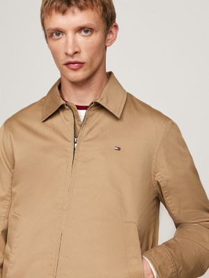 khaki zip-thru ivy jacket for men tommy hilfiger