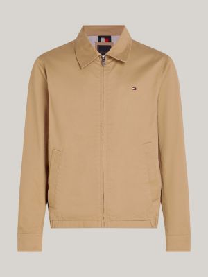 khaki zip-thru ivy jacket for men tommy hilfiger