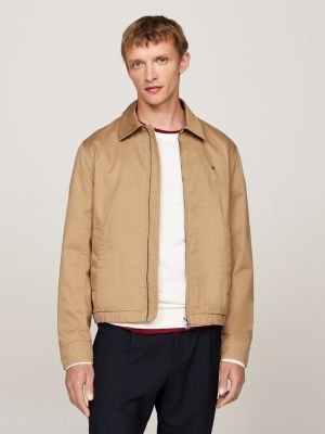 khaki zip-thru ivy jacket for men tommy hilfiger