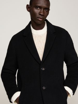 cappotto smart casual in misto lana nero da uomini tommy hilfiger