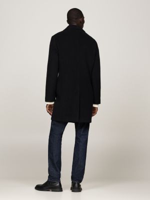 manteau smart casual en laine majoritaire noir pour hommes tommy hilfiger