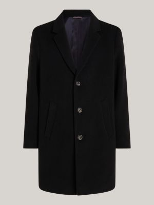 manteau smart casual en laine majoritaire noir pour hommes tommy hilfiger