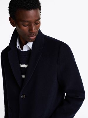 manteau smart casual en laine majoritaire bleu pour hommes tommy hilfiger