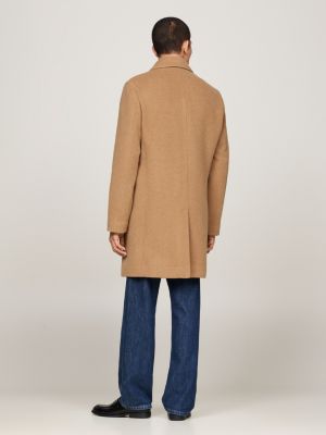 cappotto smart casual in misto lana marrone da uomini tommy hilfiger