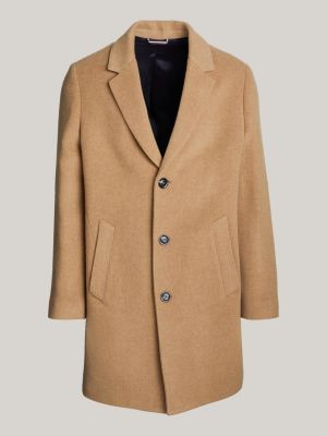 cappotto smart casual in misto lana marrone da uomini tommy hilfiger