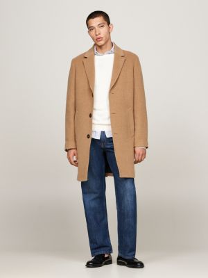 manteau smart casual en laine majoritaire brown pour hommes tommy hilfiger