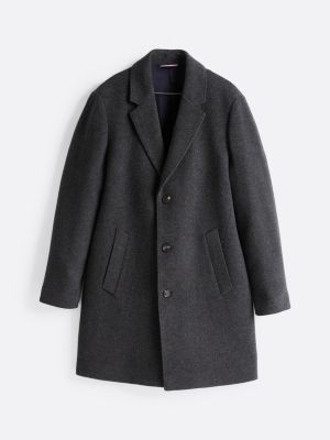 grey smart casual wool blend coat for men tommy hilfiger